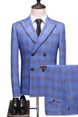 Hommes 3 pièces robe hommes plaid costumes d'affaires costume de mariage mode