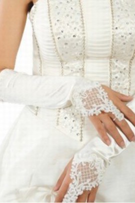 Perlée taffetas élégante broderie gants blancs de mariée